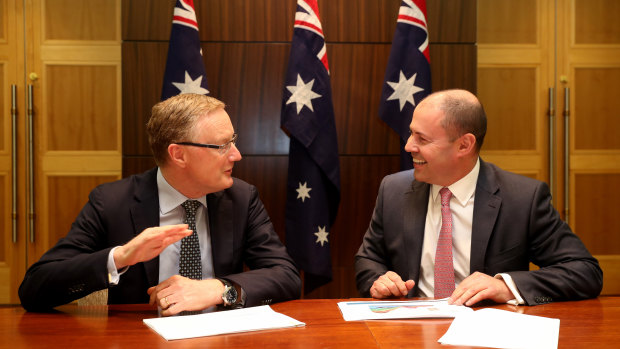 Josh Frydenberg with RBA governor Philip Lowe after a two-hour meeting on the state of the economy