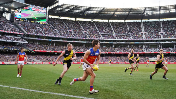 Packed to the rafters: A big crowd was in attendance at the MCG to watch Richmond take on Brisbane in the last home-and-away round of the year.