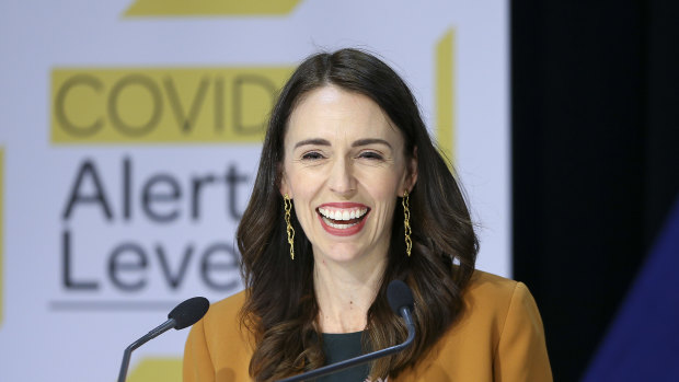 Prime Minister Jacinda Ardern announces the lifting of restrictions in Wellington on Monday.