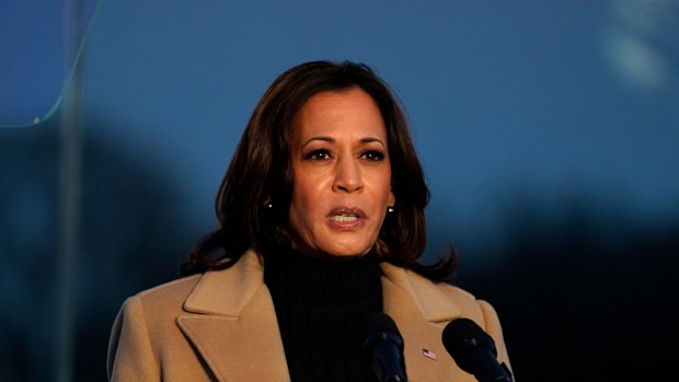 Vice-President-elect Kamala Harris speaks during a COVID-19 memorial.