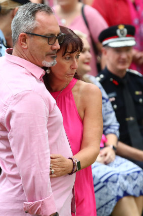 Lloyd and Suzanne Clarke at Sunday's vigil for their daughter and grandchildren.