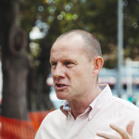 Inner West Mayor Darcy Byrne speaks at Victoria Park.