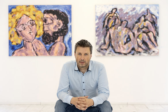 Damian Kosec, the founder and director of the SLOART Gallery and Auction House, in his gallery in Ljubljana.