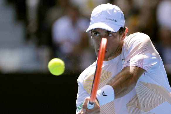 Nuno Borges of Portugal in the fourth round of the Australian Open.