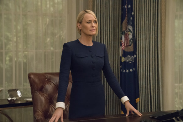 In the final season of House of Cards, Wright’s Claire Underwood became President. Wright directed 10 episodes of the series across six seasons. 