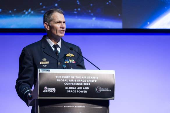 Air Marshal Rob Chipman addressing the Global Air & Space Chiefs’ Conference in London.