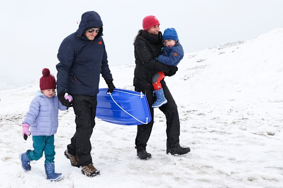 The Cullen family enjoy Perisher Resort at the weekend.