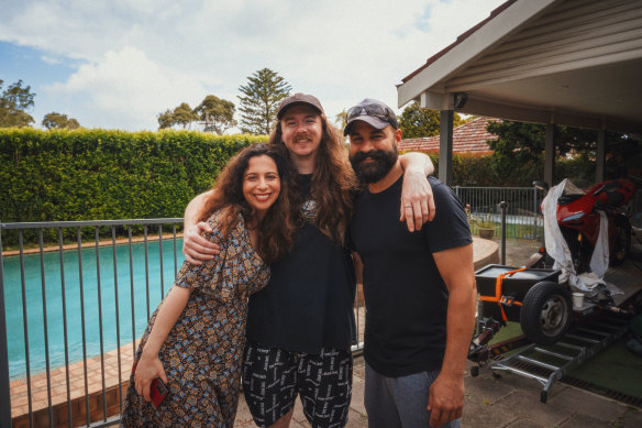 Actors Rita Kara and Shameer Birges with director Chris Elder (centre) on the set for Ed Sheeran’s Amazing.