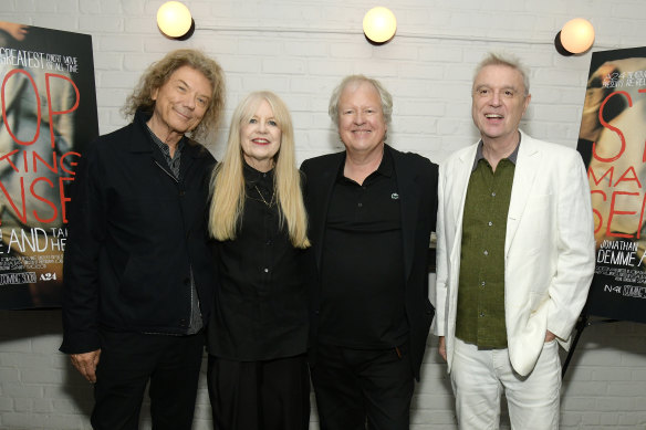 From left: Jerry Harrison, Tina Weymouth, Chris Frantz and David Byrne reunite for the re-release of Stop Making Sense.