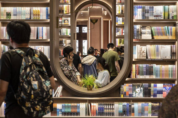 A bookstore in Zibo, China.  Literature is also closely regulated by the authorities.