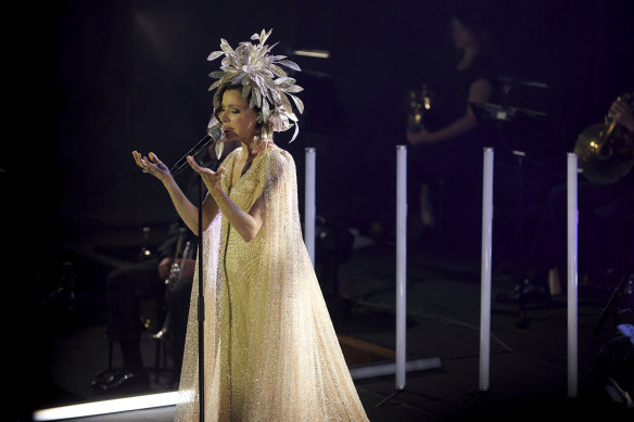 Tina Arena recording with the Melbourne Symphony Orchestra.