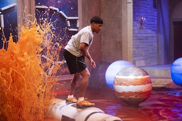 The antics of Netflix's game show The Floor is Lava.