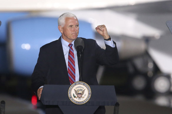 US Vice-President Mike Pence at a campaign rally in Florida on Saturday. 