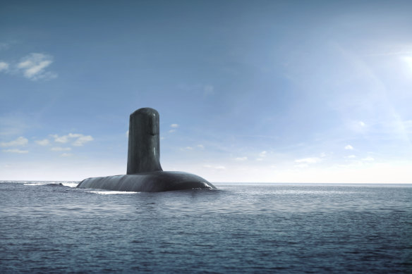 An artist’s impression of the Royal Australian Navy’s future submarines under the now-defunct French deal with Naval Group. 