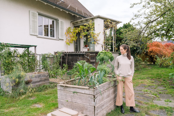 Alice Hollenstein in the garden of her new house in the Zurich suburbs which came with a hefty price.