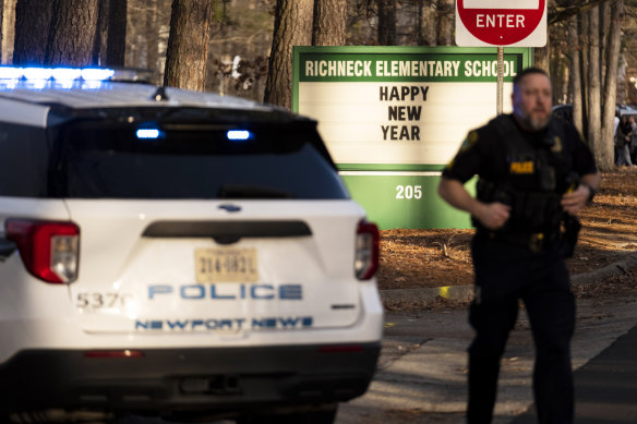 Police respond to a shooting at Richneck Elementary School in Newport News, Virginia, on January 6.