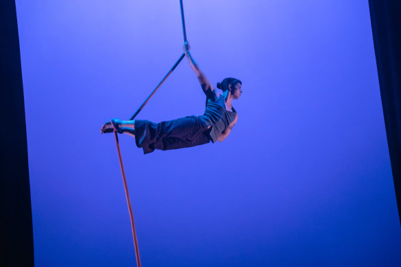 Third-year student Taylor Vogt performs in Muse. 