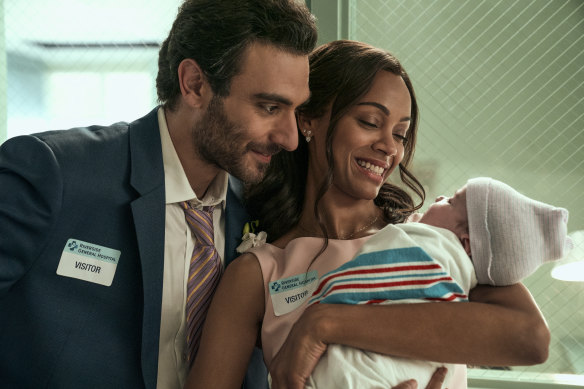 Eugenio Mastrandrea and Zoe Saldana in the romantic drama From Scratch.