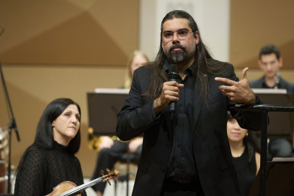 Conductor Aaron Wyatt at the MSO’s First Voices Showcase.