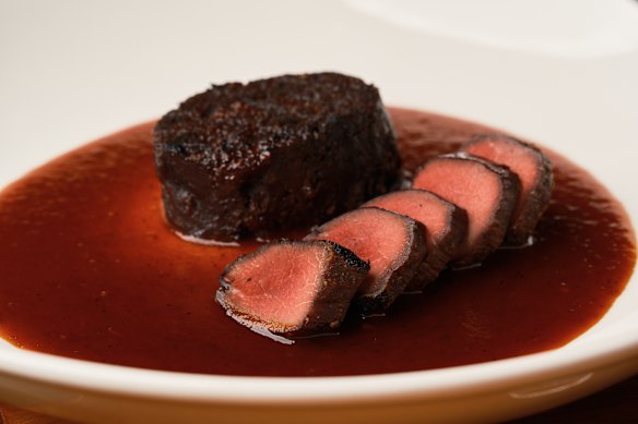 Walpole venison shoulder and leg with a tomato and rosemary jus.