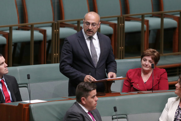 Peter Khalil delivering his first speech in 2016.