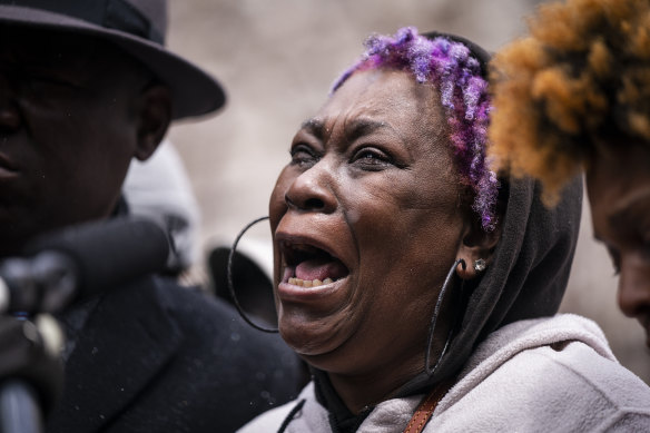 Daunte Wright’s grandmother Angie Golson mourns the loss of her 20-year-old grandson in Brooklyn Center on Tuesday.