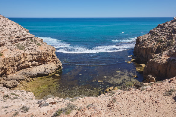 Cliffs near the remote town of Elliston in South Australia.