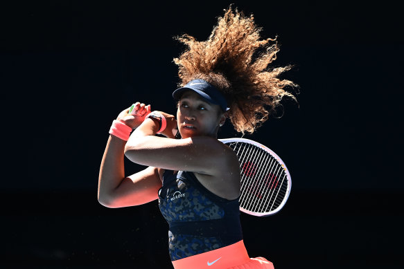 Naomi Osaka belts a backhand in her win over Serena Williams.