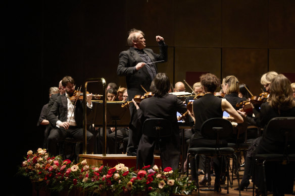 Chief conductor Jaime Martin leads the Melbourne Symphony Orchestra. 