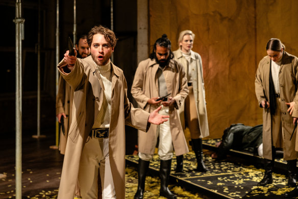 Mark Wilson (left), Matthew Connell, Malith, Jacqueline Whiting and Annabelle Tudor in Julius Caesar.