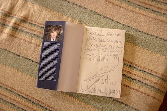 At Melamed’s apartment, a book written by Milei had a message she said he had scrawled on its inside cover.