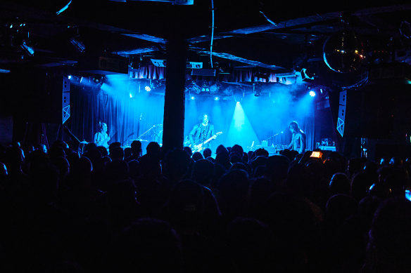 A pole obscures the view of the Corner Hotel stage, but it doesn’t detract from the intimacy.