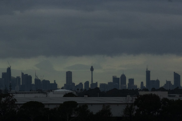 Rain clouds hover over Sydney on Saturday. 