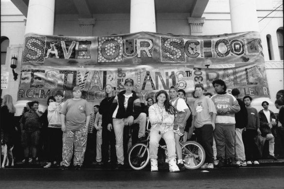The Save Our Schools festival and rally organised by Richmond, Northland, Fitzroy and Gravel Hill schools in 1993.