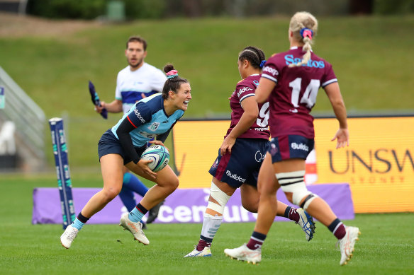 Action from the Super W clash between NSW and Queensland on Saturday.