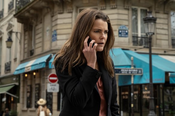 Sweaty, awkward and messy: Kate Wyler (Keri Russell) has urgent things to do as the US ambassador to Britain.