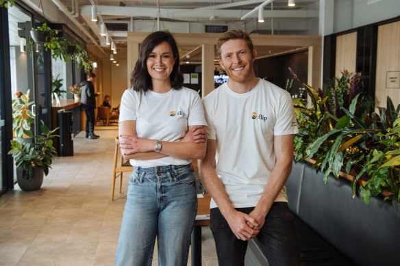 Bringing a “Netflix and Spotify model to the industry”: Flip insurance startup’s Kathleen Weaver and Chris Borrett. 