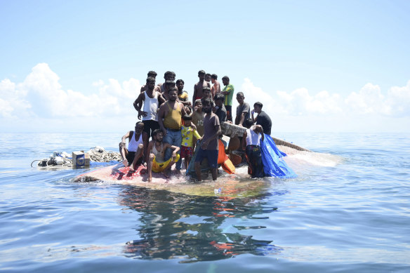 Last month, Rohingya refugees were rescued as their boat capsized off West Aceh, Indonesia, on their way to Australia.