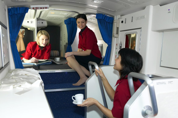 The crew rest area on a Boeing 777.