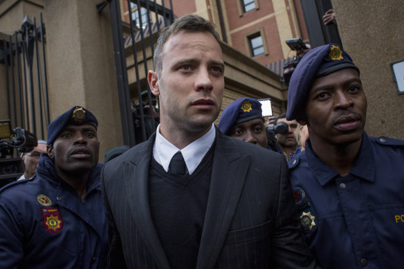 Oscar Pistorius, pictured here leaving court in Pretoria in 2016, has been released from prison. 