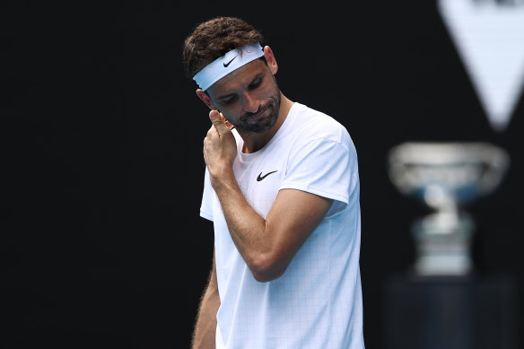 Grigor Dimitrov lost his quarter-final, playing hurt.