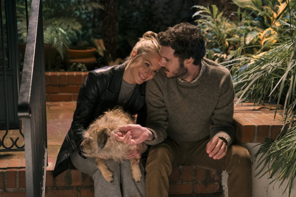 Kristen Bell, Adam Brody and a cute dog  in Nobody Wants This.