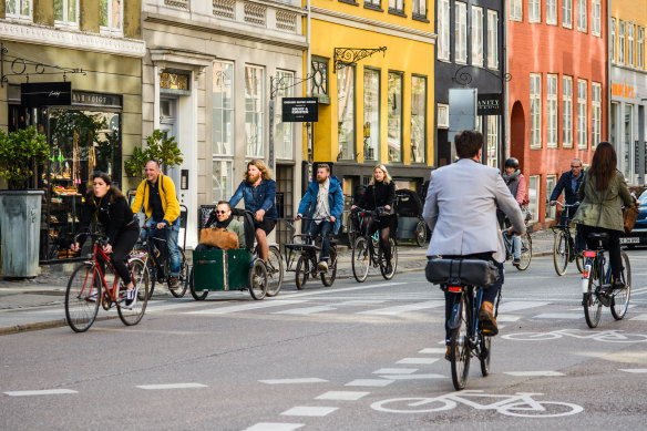 A third of residents cycle to work in Copenhagen.