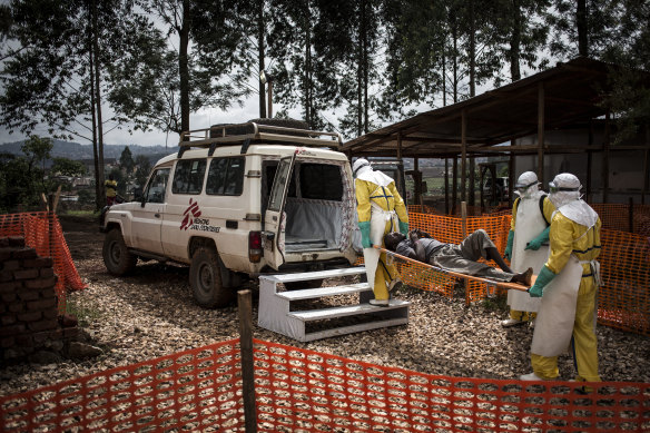 Health workers at an Ebola treatment centre in Butembo during an earlier outbreak in November 2018.