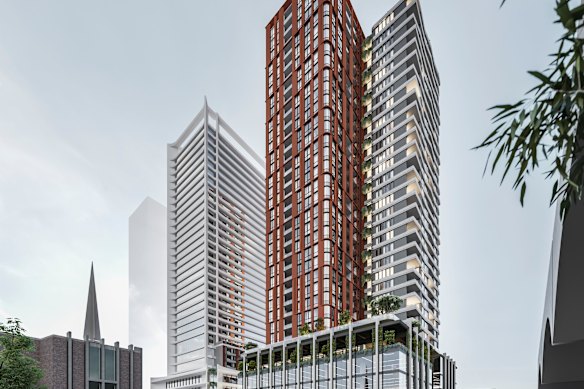 Renders of the Aware Super BTR development at Illoura Place, Liverpool, Sydney