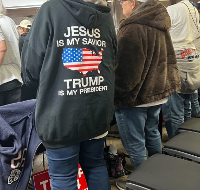 A Trump supporter at the Iowa caucus.