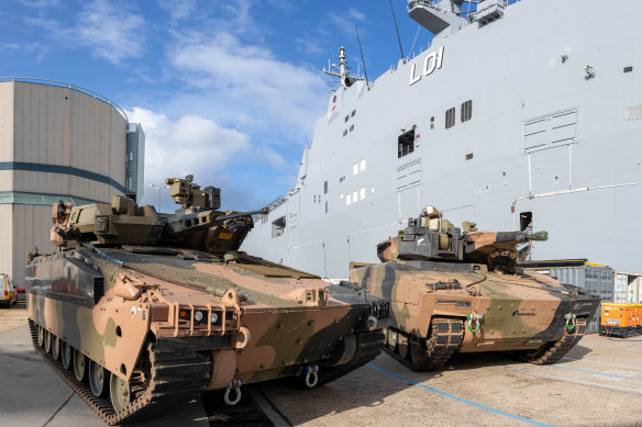 South Korean company Hanwha’s Redback and Rheinmetall’s Lynx were competing to be selected as the army’s next infantry fighting vehicle, but the project has been significantly cut back.