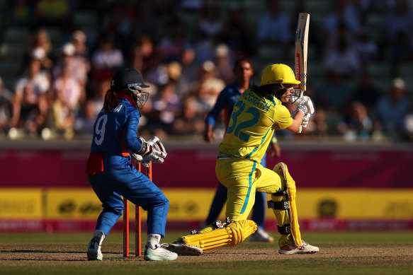 Tahlia McGrath in action during the 2022 Commonwealth Games in Birmingham.