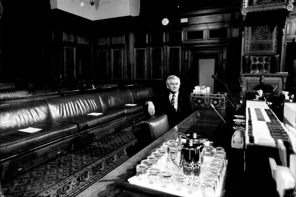 Prime Minister Bob Hawke after the final session of Parliament held in Old Parliament House on June 3, 1988.