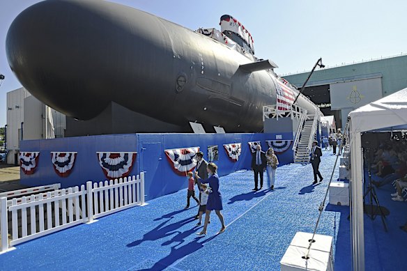 A Virginia-class attack submarine before its christening in 2021. The ones Australia is buying will be second hand. 